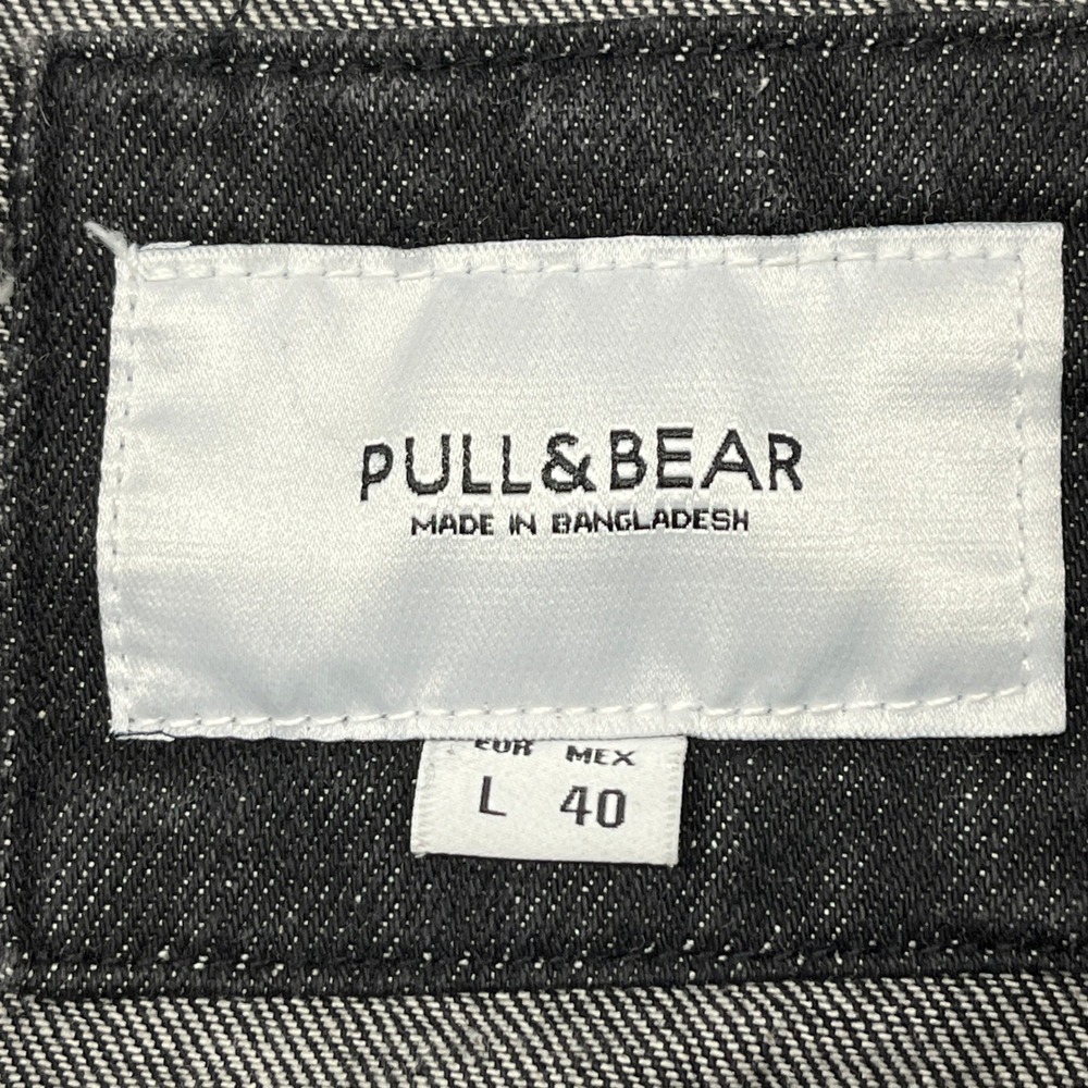 Pull & Bear Black Denim Jacket Trucker Washed Grunge Indie L Minimalist Capsule - Picture 4 of 12